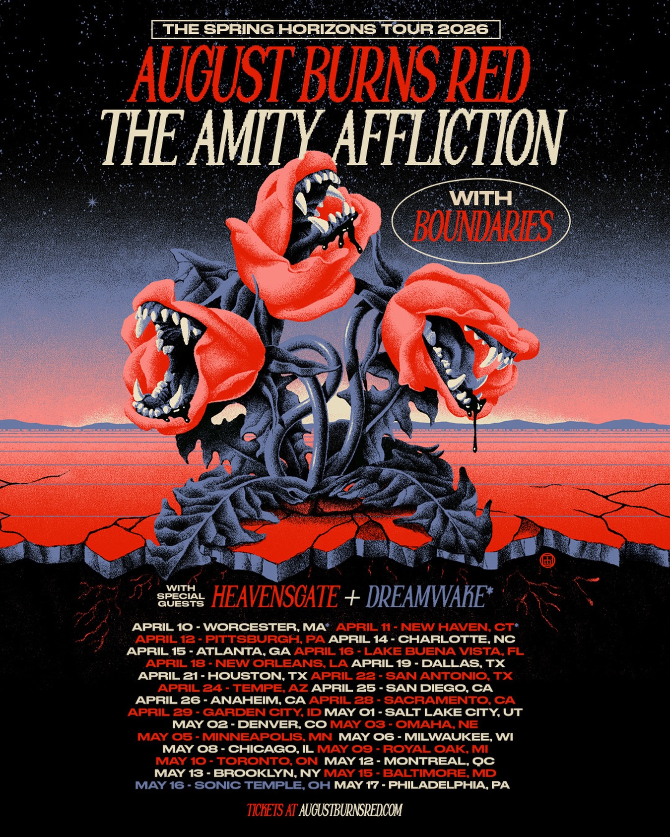 August Burns Red The Springs Horizons Tour Poster 2026–2027